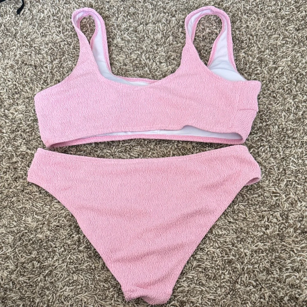 Pink Textured Bikini Set - Picture 2 of 4